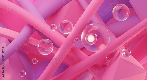 Obraz Pink Dream: Glass Bubbles & Abstract Forms