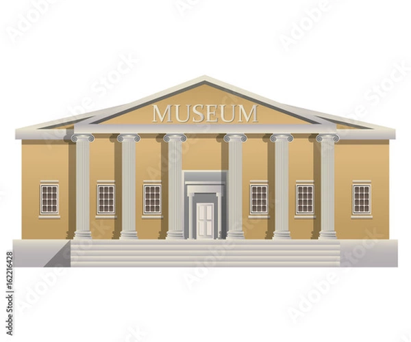 Obraz Big building with columns in simple cartoon style