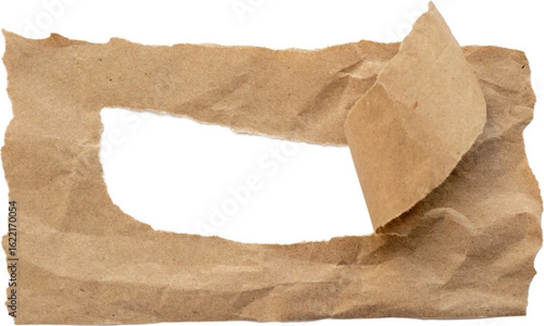 Obraz Torn brown paper with a ripped edge and empty space in the center isolated on white background for craft or design use