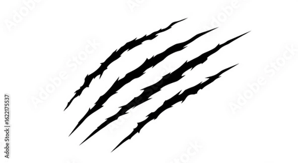 Obraz Five claw scratch marks isolated on white background