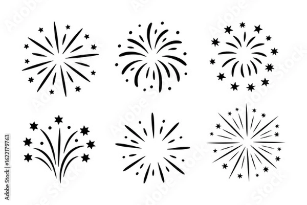 Obraz Fireworks Burst Icons Vector Clipart Set