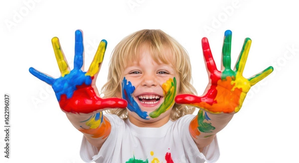 Obraz Happy Child With Colorful Paint Hands