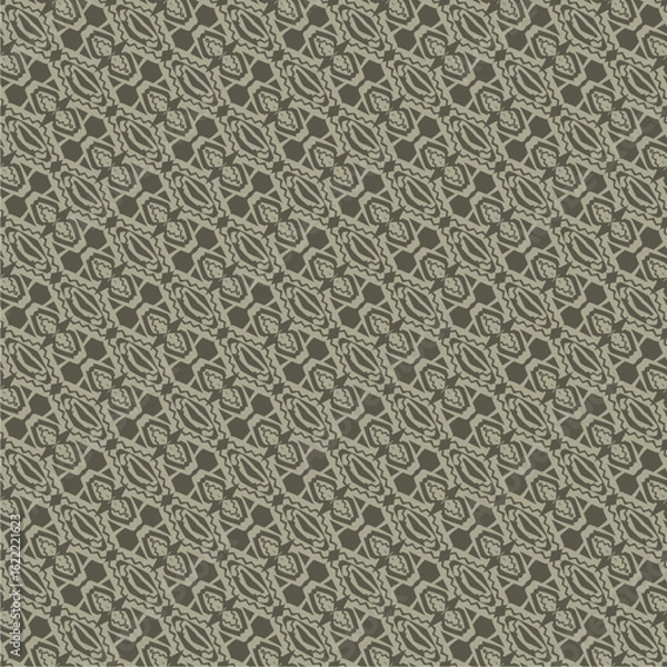 Fototapeta Elegant seamless geometric pattern with vintage ornamental floral motifs, perfect for fabric printing, wallpaper, gift wrapping, digital backgrounds, and decorative art projects, black and beige tradi
