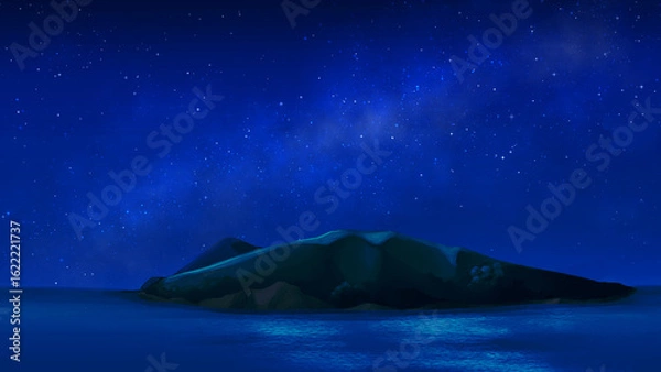 Obraz 海に浮かぶ島　星空