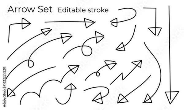 Fototapeta 線幅変更できる！手書きの矢印セット