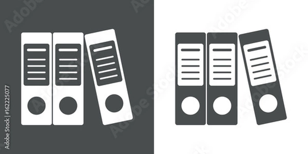 Fototapeta Icono plano archivadores gris y blanco
