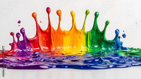 Obraz Vibrant Rainbow Paint Splash Crown Abstract Art