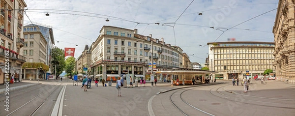 Fototapeta Paradeplatz Zurich, view from Bahnhofstrasse
