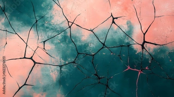 Obraz Abstract Cracked Texture Teal Pink Background