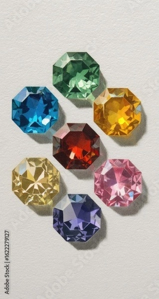Fototapeta Colorful octagonal gemstones arranged in a pattern