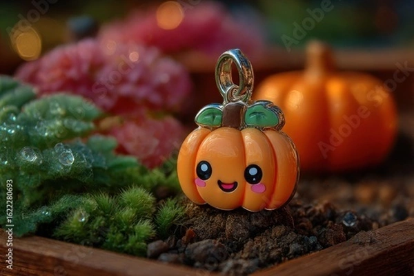 Obraz Cute pumpkin charm in garden setting