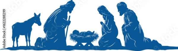 Obraz Silhouette Nativity Scene Vector Illustration