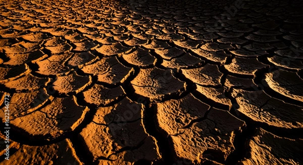 Fototapeta Closeup View of Cracked Earth Arid Landscape Texture