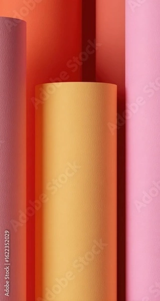 Fototapeta Abstract paper cylinders in vibrant colors