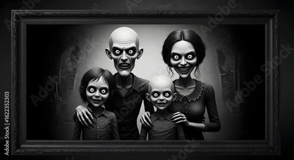 Fototapeta dark family in frame