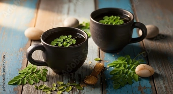 Fototapeta A dreamy blend of tea and garden elements, styled with precision and natural harmony.