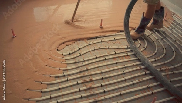 Fototapeta Underfloor heating system installation