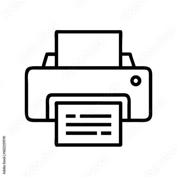 Fototapeta Printer device with paper printing in minimal line art style  