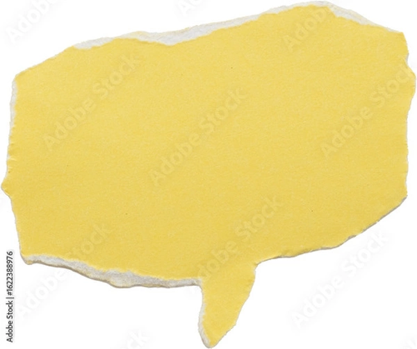 Obraz Yellow speech bubble with torn edges isolated on white background for communication and creativity concepts