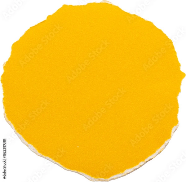 Obraz Yellow paper circle with torn edges isolated on white background for creative design projects and crafts
