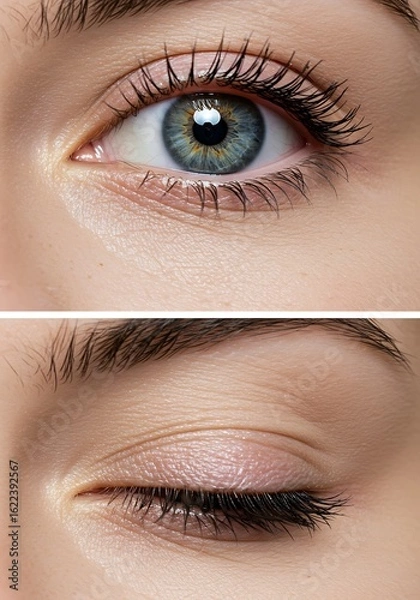 Fototapeta Intense Gaze: Close-Up of a Woman's Eye and Lid