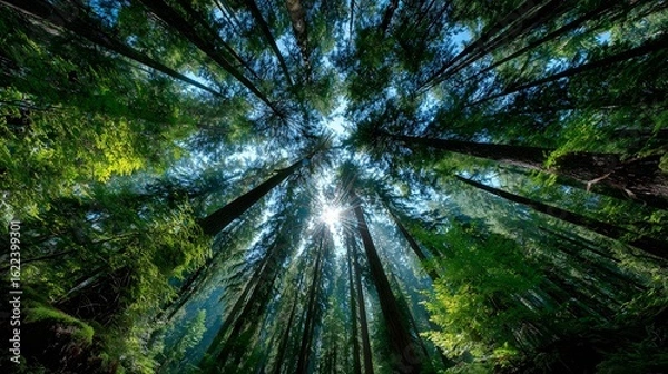 Obraz Forest canopy with sunlight