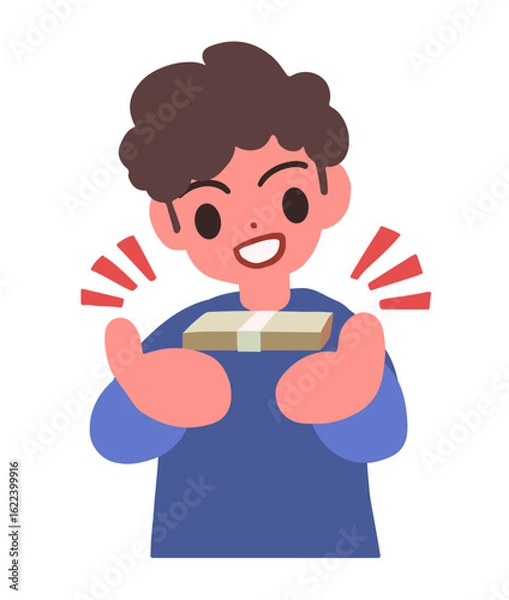 Obraz 大金を得る男性のデフォルメイラスト