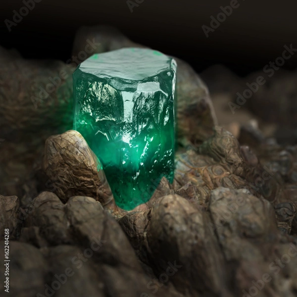 Fototapeta emerald crystal on a stone