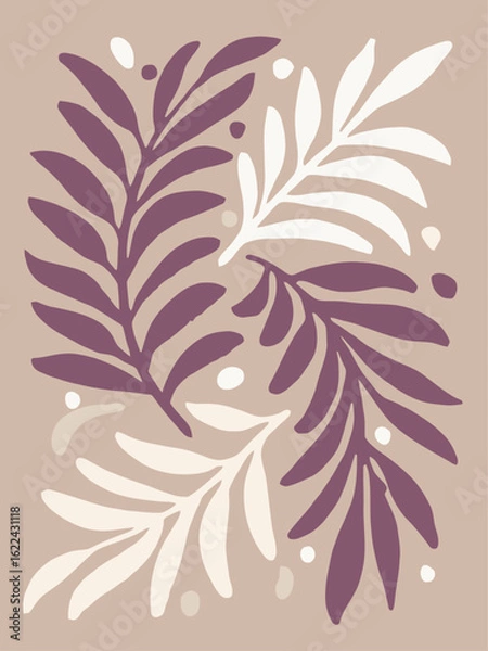 Fototapeta Abstract Mauve Fern Branch A Simple And Stylish Botanical Foliage Art Print