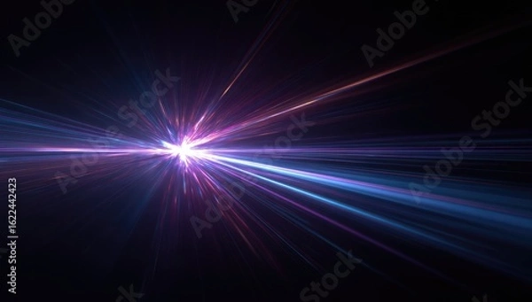 Fototapeta Radiant burst of light rays, vibrant colors explode
