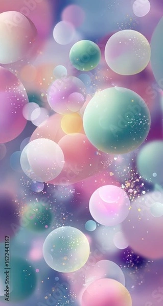 Fototapeta Abstract, pastel-colored spheres in a soft, dreamy bokeh