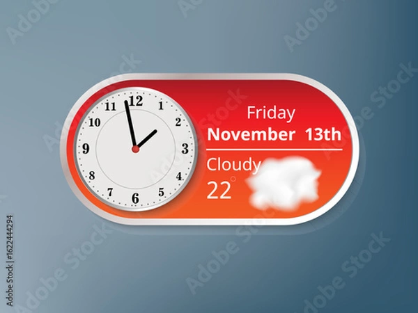 Obraz Modern widget clock cloud 3d weather for decoration