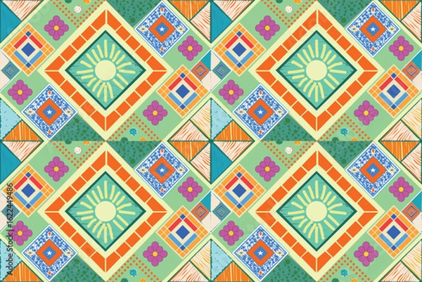 Fototapeta Muted Folk Art Seamless Pattern
Delicate Floral Motifs on a Soft Textured Background.