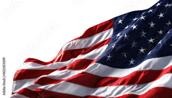 Fototapeta Close-up of an American flag billowing in the wind