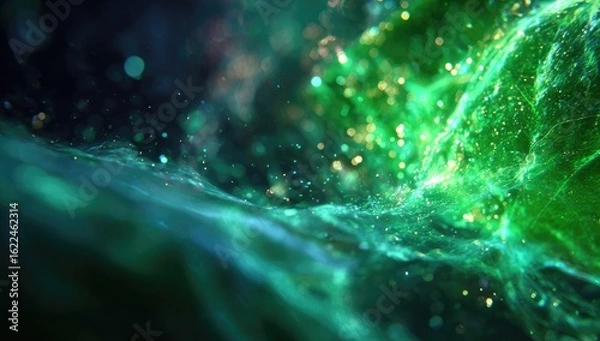 Fototapeta Abstract vibrant green and teal liquid, dynamic flowing forms
