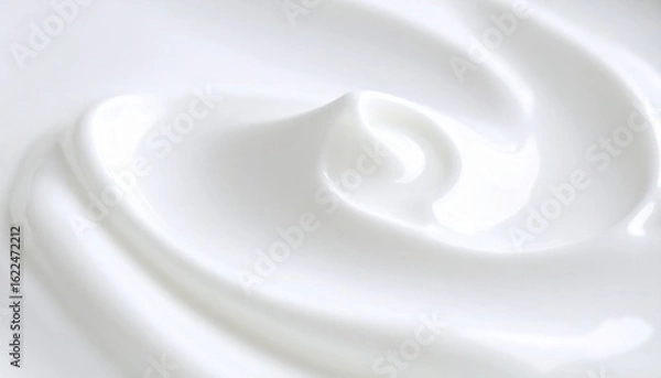 Fototapeta Close-up of glossy white yogurt with soft swirls and peaks