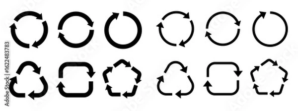 Obraz 循環・リサイクル・更新を表す矢印アイコンセット（サークル 三角 四角 ループ ベクター）