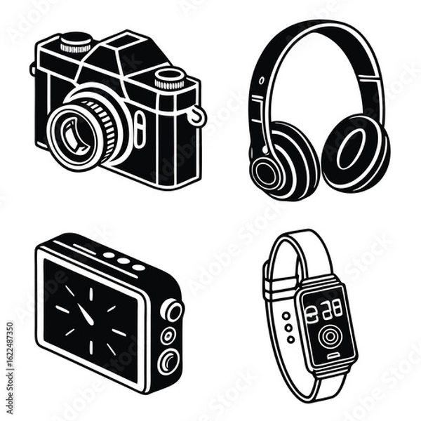 Fototapeta vector set of headphones