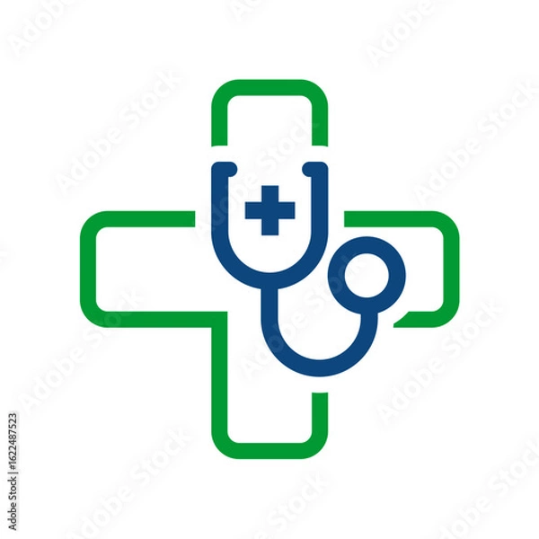 Fototapeta Medical cross symbol with stethoscope incorporating vector logo