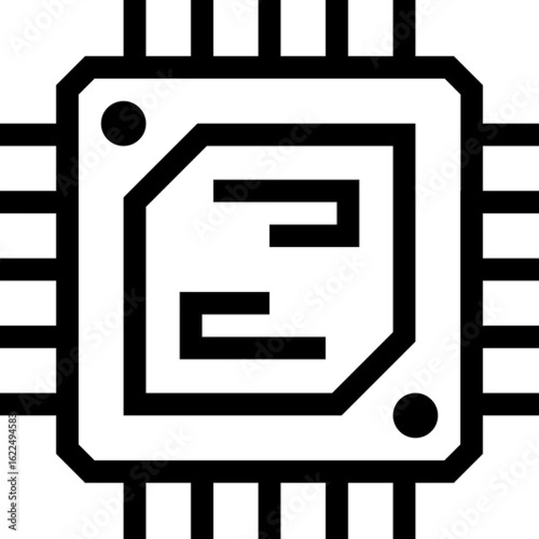 Obraz Vector of Processor Outline Icon