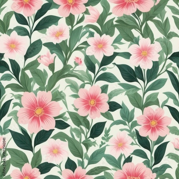 Obraz "Vintage Floral Seamless Pattern with Symmetrical Design"

