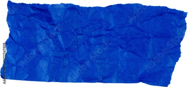 Obraz Crumpled blue paper texture isolated on white background for artistic and design purposes