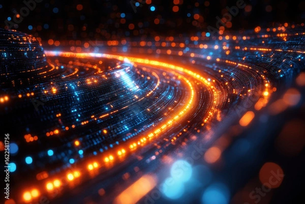 Obraz Glowing lights in futuristic tunnel.