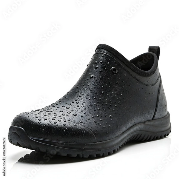 Obraz black rubber shoe on white background