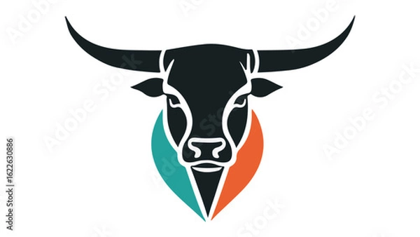 Fototapeta vector illustration of a bull head with stylish colors