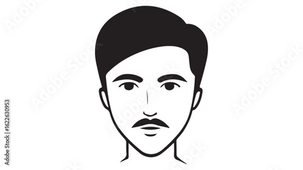 Fototapeta portrait of a man with mustache vector illustration, simple shape of a man face with a little mustache 