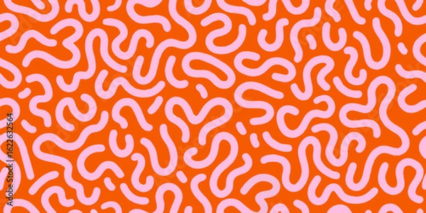 Fototapeta Abstract pink line pattern on orange background seamless vector design