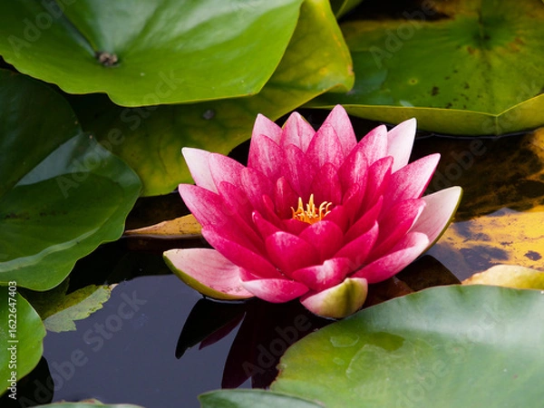 Obraz Lily flower with floating leaves