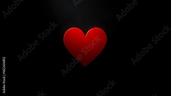 Fototapeta Red heart shape against a dark textured background, conveying deep emotional resonance.