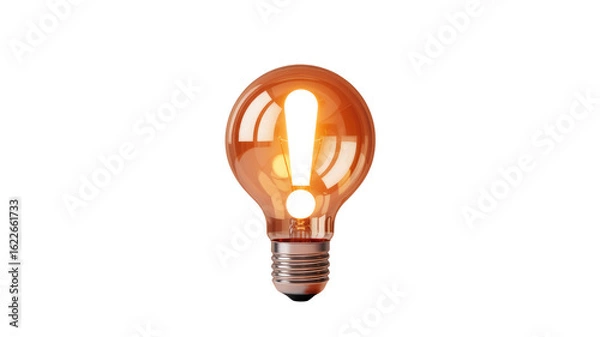 Fototapeta Illuminated Lightbulb with Exclamation Mark - Idea, Warning, Alert Concept